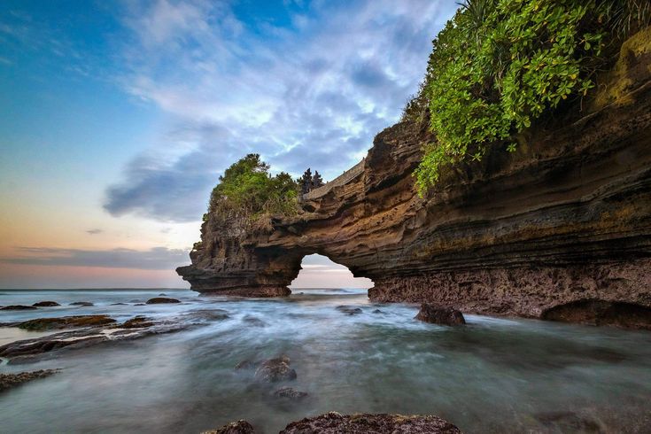 Tanah Lot Rock formation in Indonesian